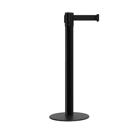 Montour Line Stanchion Belt Barrier Flat Base Black Post 14ft.Black Belt S660-BK-BK-140
